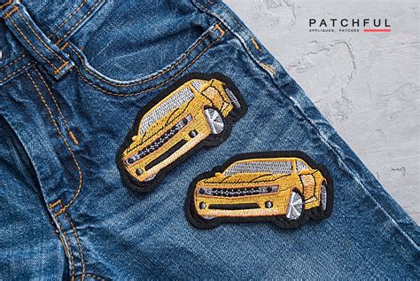 yellow car patch mm iron  embroidered applique car etsy