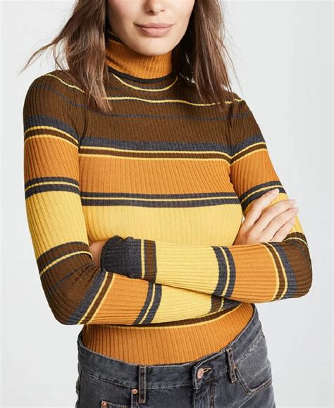 2019 Winter Elegant Striped Turtleneck Sweater Pullover Women Runway