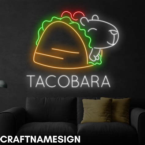 Tacobara Led Sign Tacos Capybara Neon Sign Custom Neon Sign Fast