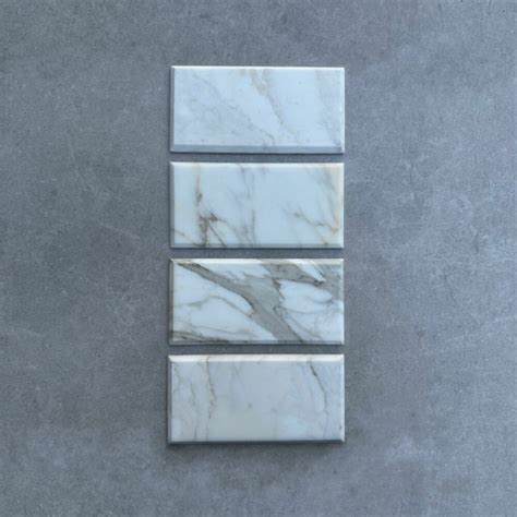 Italian Calacatta Oro Honed Marble Metro Tiles Authentic Stone