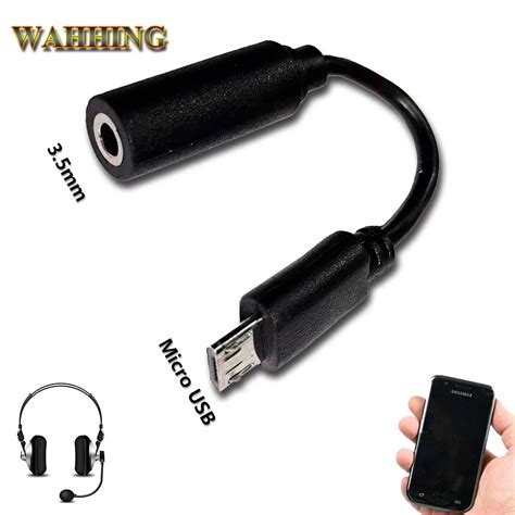 Micro Usb To 3 5mm Jack Headphone Earphone Cable Adapter Socket 3 5mm Kabel Audio Hitam