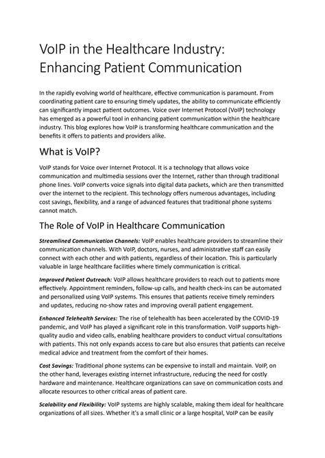 VoIP in the Healthcare Industry: Enhancing Patient Communication by