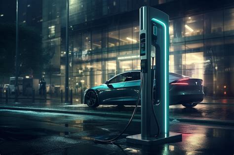 Premium AI Image | electric car charging station green energy