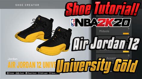 NBA 2K20 2K21 Air Jordan 12 Retro University Gold Shoe Tutorial