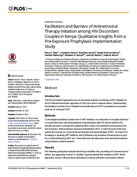 Pdf Facilitators And Barriers Of Antiretroviral Therapy Initiation