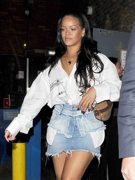 Rihanna In Denim Skirt Night Out In London 05222018 Hawtcelebs