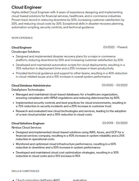 Cloud Engineer Resume Examples With Guidance