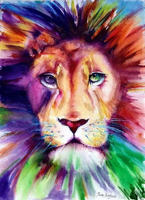 Lion Painting Original Art Watercolor Painting Animal Wall A Inspire