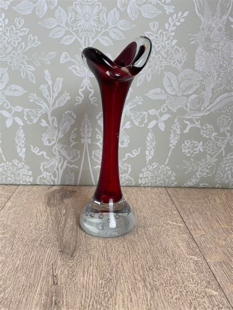 Aseda Glasbruk Jack In The Pulpit Bone Vase Red Small Mid Etsy Uk