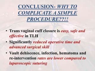 Vaginal Vault Suturing In Tlh Ppt