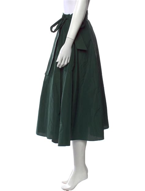 Weekend Max Mara Pleated Accents Midi Length Skirt Green Skirts