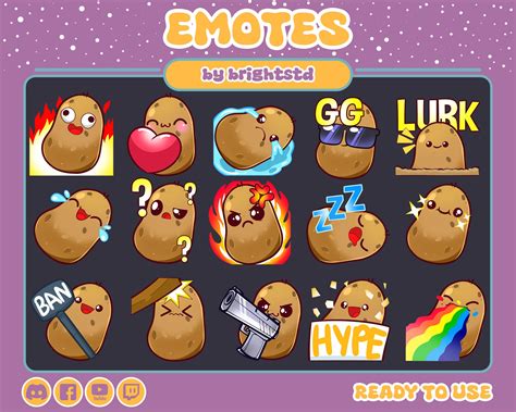 Potato Pack Potato Emotes Cute Potato Emote Kawaii Potato Twitch Emote