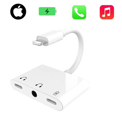 Cabo Adaptador 3 Em 1 IPhone Lightning Entrada Fone Duplo Branco