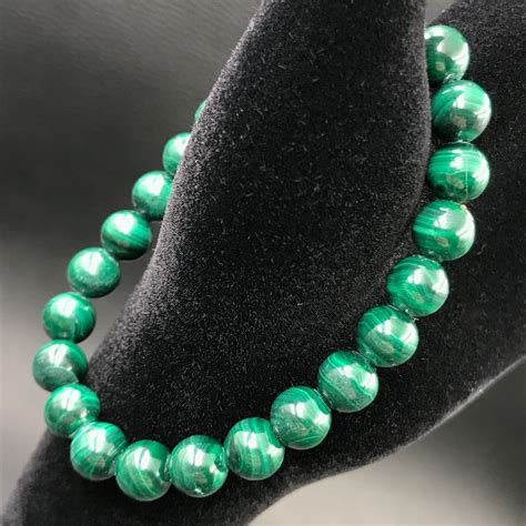 Bracelet en Malachite du Congo perles 8mm Cœur de Pierres