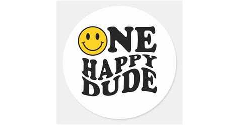 One Happy Dude Retro Preppy Smile 1st Birthday Classic Round Sticker