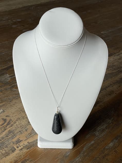 Black Tourmaline Teardrop Pendant Necklace Chain Mama Moon Rocks