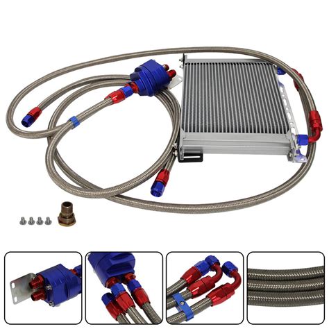 Universal An Row Engine Oil Cooler W Bracket Oil Filter Hose Line