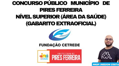 Concurso P Blico Munic Pio De Pires Ferreira Ce N Vel Superior Rea Da