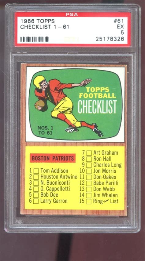 1966 Topps 61 Checklist 1 61 PSA 5 Graded Football Card NFL 1 61