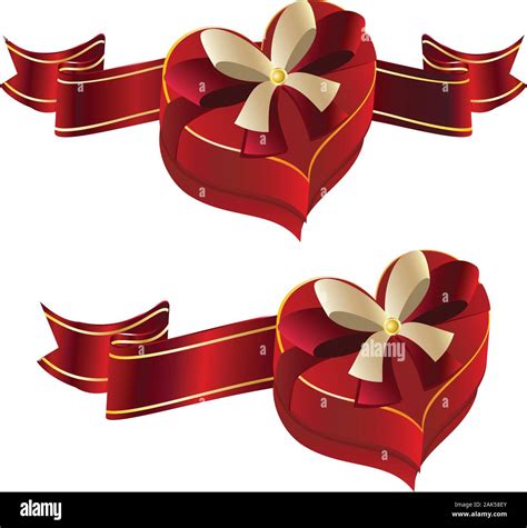 Bright Red Heart Shaped Gift Box With Ribbon Stock Vector Image Art