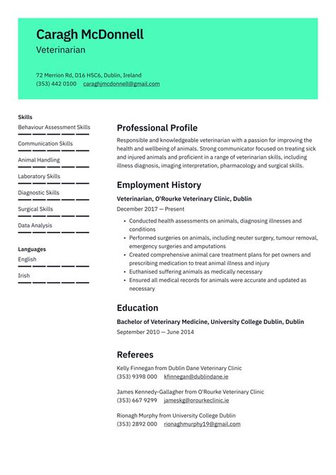 Veterinarian CV Examples Writing Tips 2025 Free Guide CVapp Ie