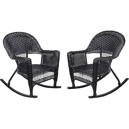 Amazon Jeco Set Of 2 Wicker Rocker Chairs Black Home Kitchen