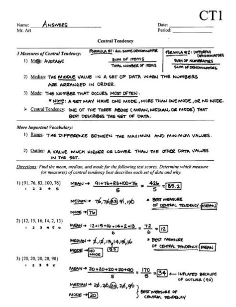 Central tendency and spread¦KS4-5 maths¦Teachit - Worksheets Library