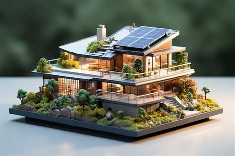 Paneles Solares En El Techo De La Casa Renderizaci N En D Vector