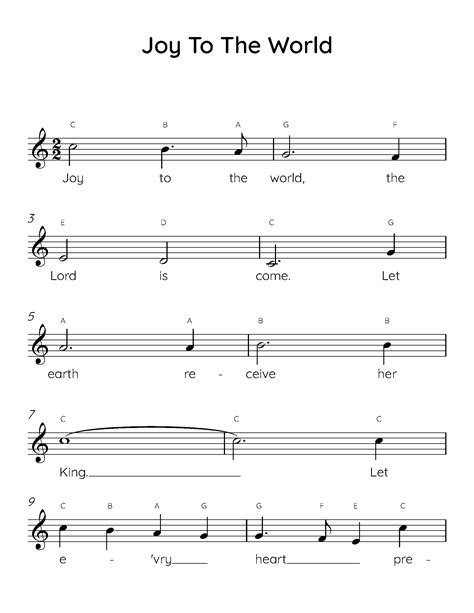 Joy To The World Easy Piano Sheet Music