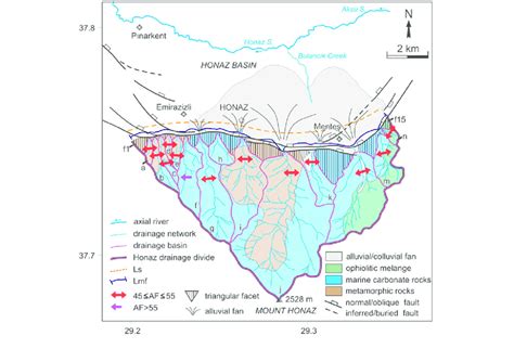 Schematic Map Showing The Main Geomorphic Indices Calculated In This