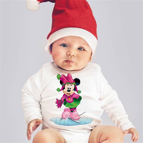 Primul Craciun Cu Minnie Body Personalizat Din Bumbac Bebelus Cu