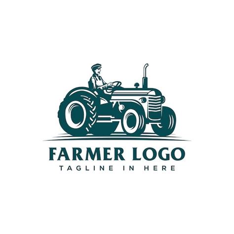 Farmer with Tractor Logo Template