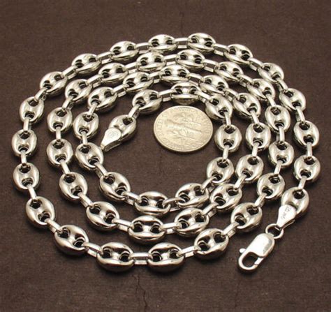 8mm Puffed Mariner Anchor Link Chain Necklace Anti Tarnish Real