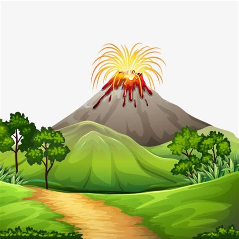 Volcano Eruption PNG Picture, Vector Volcano Eruption, Volcano Clipart, Mountain, Lane PNG Image ...