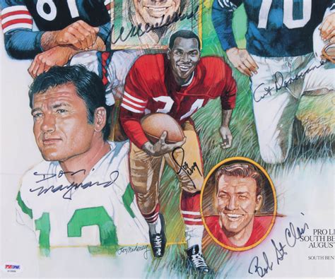 Multi Signed Football Hall Of Famers 24x30 Custom Framed Poster Signed