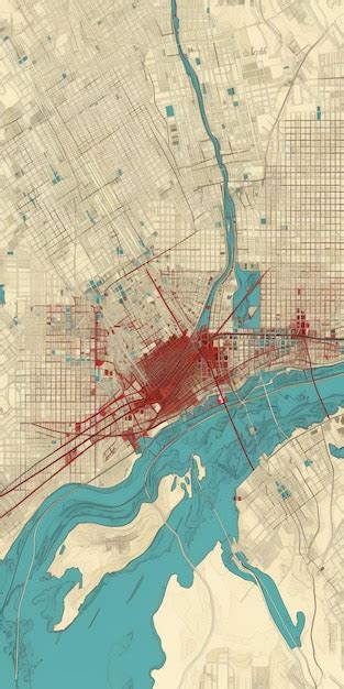 Premium AI Image Arafed Map Of A City With A Red Line On The Middle