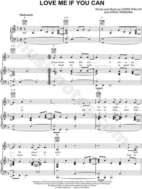 Toby Keith Love Me If You Can Sheet Music In F Major Download