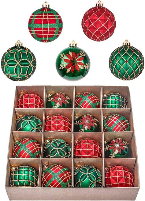 Valery Madelyn 16ct 80mm Traditional Red Green And Gold Christmas Ball