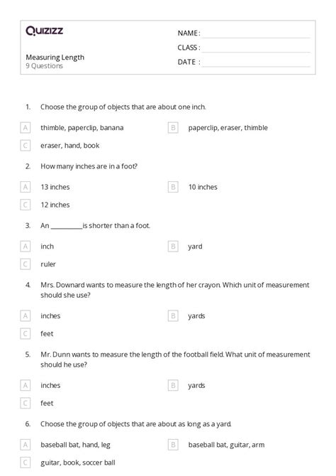 50 Measuring Length Worksheets For 2nd Grade On Quizizz Free And Printable