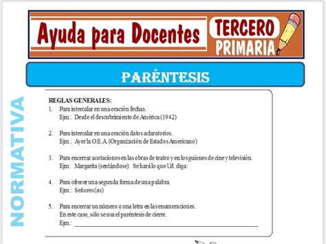 Fichas de los Paréntesis para Tercero de Primaria Ayuda para Docentes