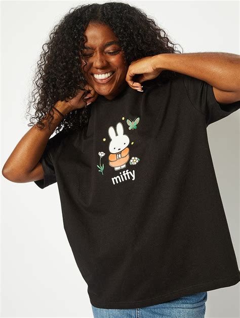 Miffy X Skinnydip Black Oversized T Shirt Relaxed Fit Clothing