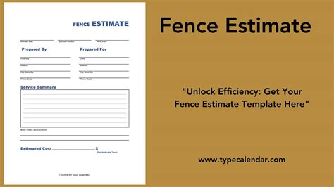 Free Printable Fence Estimate Templates Excel Pdf Word