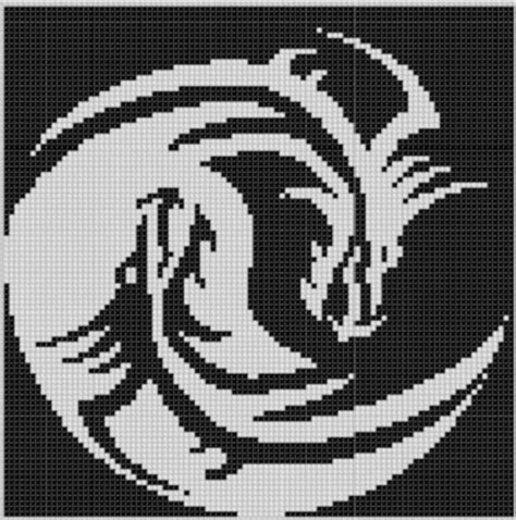 dragon pixel art black  white pixel art yin  theme dragon