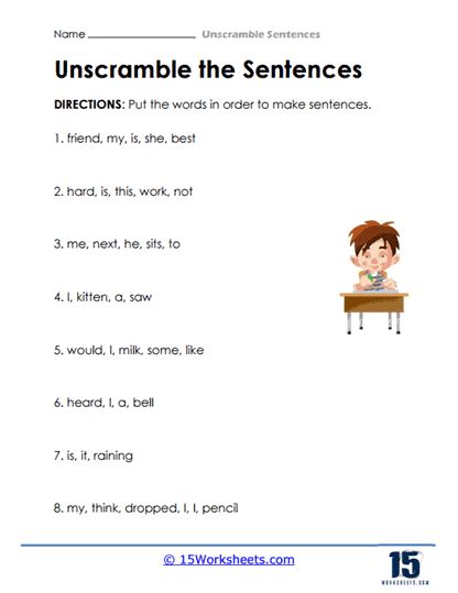 Unscramble Sentences Worksheets 15