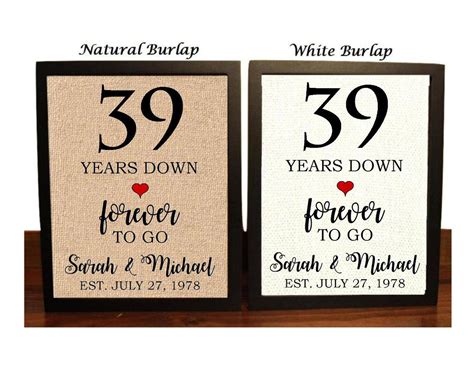 39th Anniversary Gift 39th Wedding Anniversary Gift Gift | Etsy