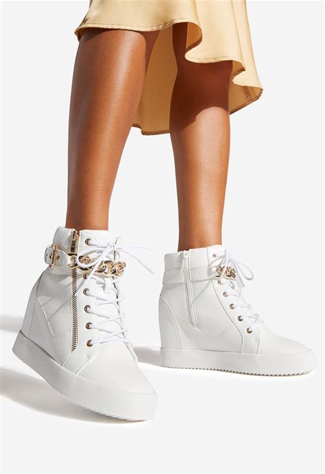 White Wedge Sneakers High Top Sneakers Hidden Wedge