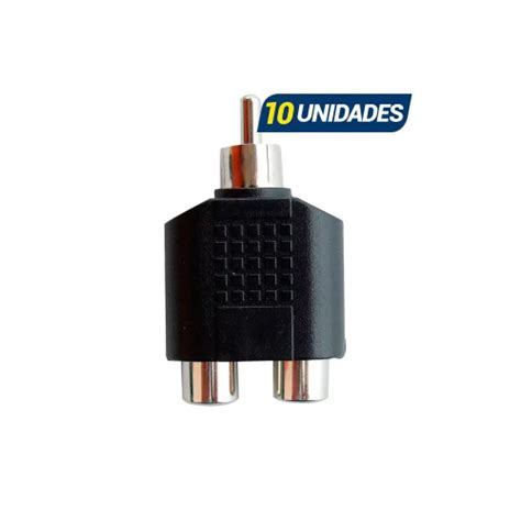 Adaptador Rca Macho X 2 Jack Rca Fêmea 10 Unidades Loud Submarino