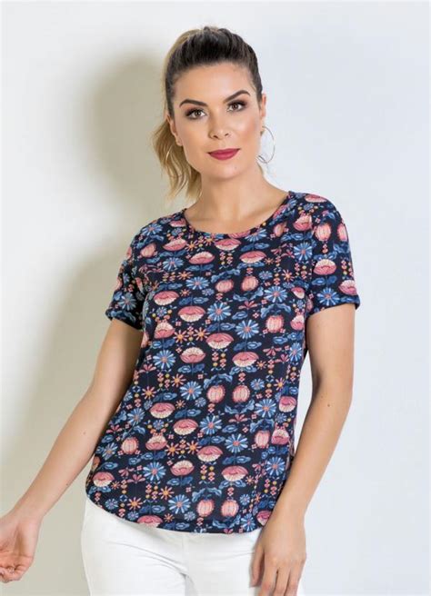 Blusa Floral De Mangas Curtas Queima De Estoque