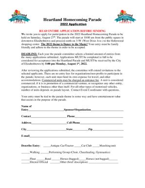 Fillable Online Parade Application And Guidelineshomecoming At Iowa Fax