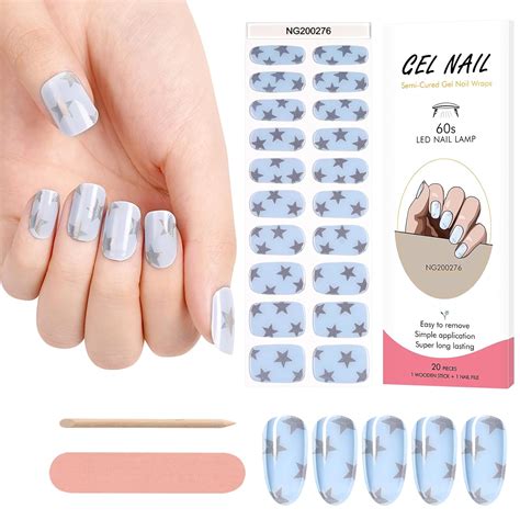 Amazon Kalolary 20PCS Semi Cured Gel Nail Polish Strips Solid